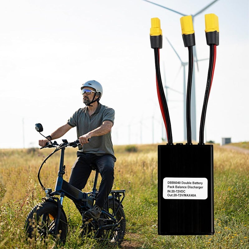 Flylin موصل بطارية مزدوج، 20V-72V وحدة موصل بطارية مزدوجة متوازية للدراجات الكهربائية، محول موازن مفتاح حزمة البطارية للبطاريات ووحدات التحكم (40A) - Image 1